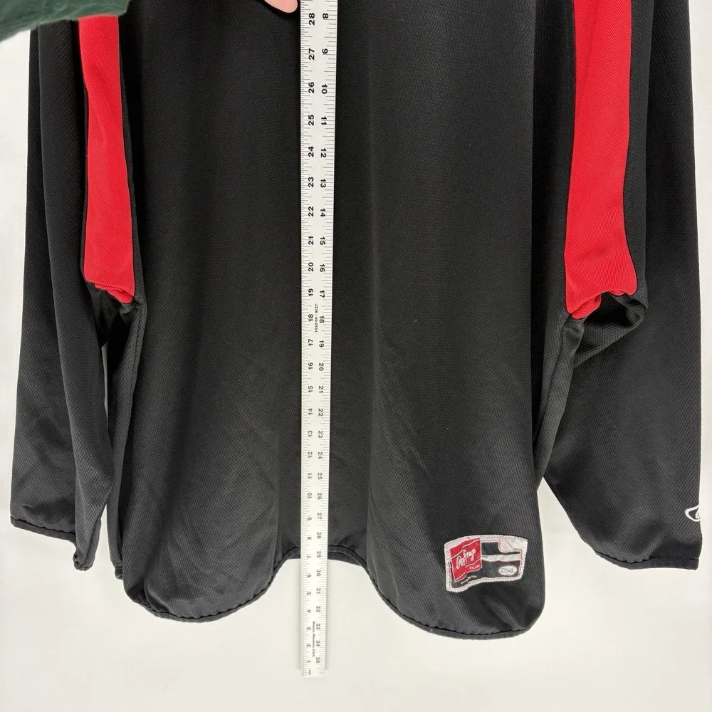Vintage 90s Rawlings Black and Red Warm Up Jersey Performance Baseball Men XXL